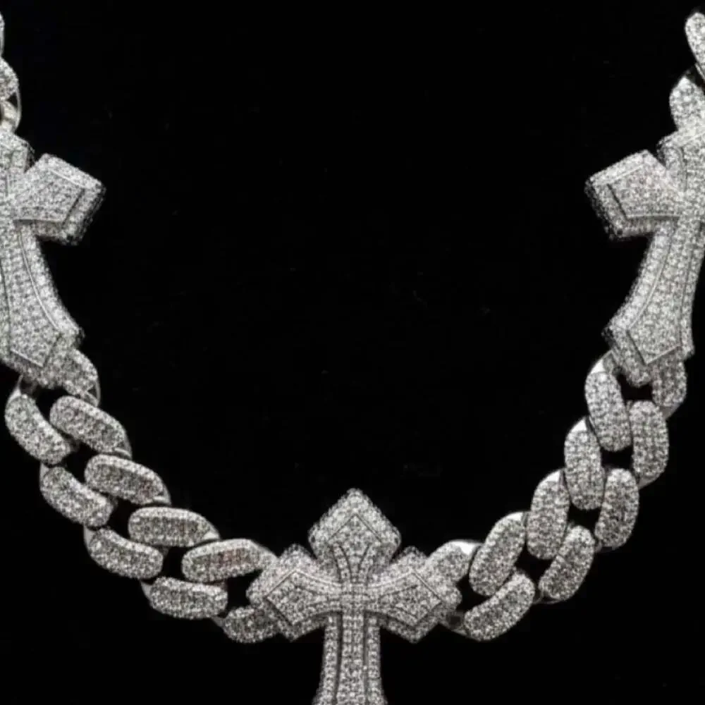 Silver Cross Cuban Necklace 18 Inch 22 A 2